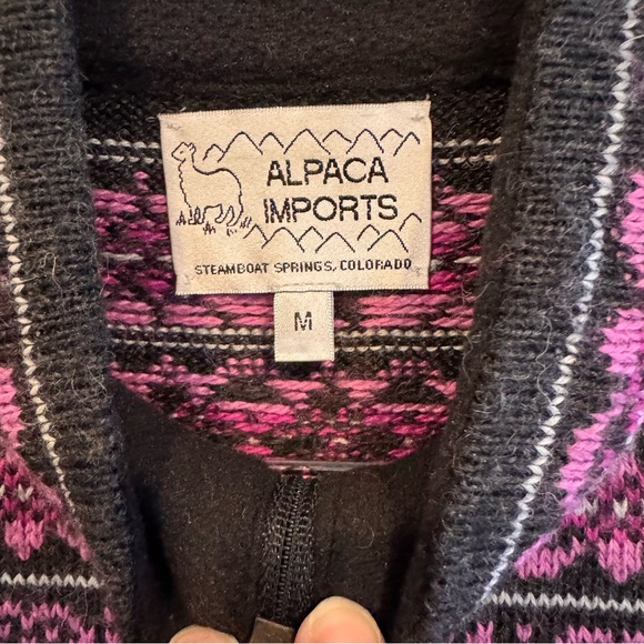 Alpaca Imports Fair Isle Zip Up Cardigan Sweater Size M - Picture 4 of 8